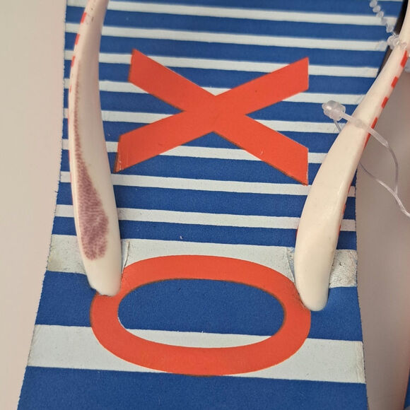 Roxy Women's Tahiti VII Blue White Stripe Chevron Stap Flip Flop Size 8 - Picture 9 of 9